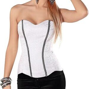 Escante 93165 SEXY Silver Grey Lingerie BONED LACE UP BUSTIER CORSET SIZE 36 / L